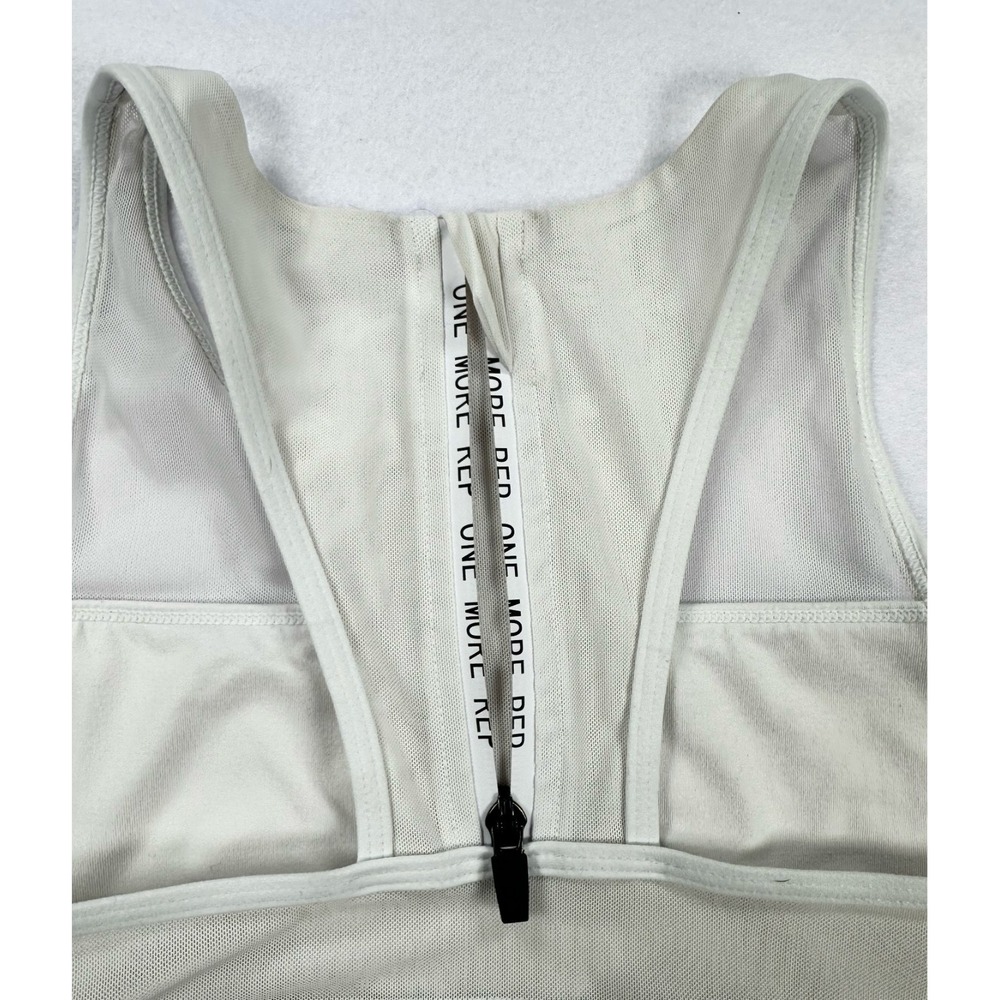 Zyia Active White Mesh High Neck Racerback Sports Bra with Back Zipper - Picture 8 of 11